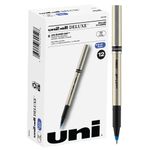 uni-ball DELUXE Rollerball, Stick Roller Ball Pen Fine-0.7mm, 12 Pack, Blue Ink (60053)