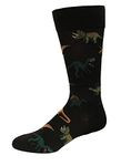 Hot Sox Men's Dinosaur Crew Sock, Black, 6-12.5