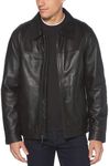Perry Ellis Men's Open Bottom Leather Jacket, Black, M