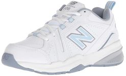 New Balance Women's 608 V5 Casual Comfort Cross Trainer, White/Light Blue, 7 W
