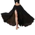 Baisdan Belly Dance Skirt Long Chiffon Slit Skirt Large Swing Skirts for Dance Practice Split Red Split Black