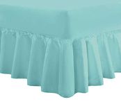 Divine Textiles Luxury Polycotton Extra Deep Frilled Valance Fitted Sheets Duck Egg