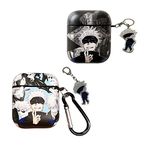 Anime Headphone Case Satoru Gojo TPU Shock-Proof Earphone Case Cover with Keychain for Airpods 1st/2nd Black