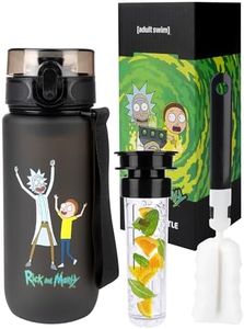 MOMO WAY Warner Bros Rick & Morty Borraccia in Tritan Bottiglia D'acqua Senza BPA Adatto Per Bambini Fitness Yoga Scuola Bicicletta Campeggio Rick&Morty 600ml