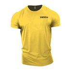 GYMTIER Gym Clothes for Men Gym T-Shirt - Bodybuilding Workout Training Top Bodybuilding Workout T Shirt Training Top MMA Men's Active Wear, Yellow, L