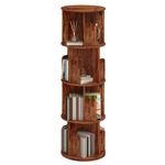AVAWING Rotating Bookshelf 360°, 4-Tier Corner Bookcase for Small Spaces, Holds 80-100 Books, Space-Saving Shelf for Bedroom, Living Room, Study Room & Home Office, Brown