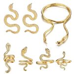 JeryWe Snake Jewelry Set for Women Snake Dangle Drop Earrings for Teen Girls Silver Gold Winding Snake Pendent Necklace