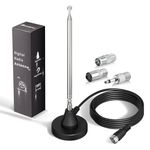 Bingfu DAB FM Radio Antenna Indoor Digital Telescopic Aerial with Magnetic Base 3m Extension Cable for 75 Ohm DAB DAB+ FM Radio Home Stereo Receiver AV Audio Video Home Theater Receiver