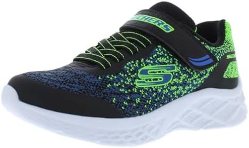 Skechers Boy's Microspec Ii-Zovrix Sneaker, Black/Blue/Lime, 13 Big Kid