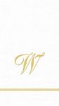 Caspari 3-Ply Paper Hemstitch Script White Monogram, 15 Count Guest Towel Napkins Letter W