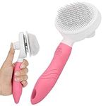 Belle Vous Pink Pet Grooming Slicker Brush - Self-Cleaning Shedding Comb for Long/Short-Haired Cats and Dogs - Removes Loose Undercoat, Mats & Tangles