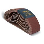 POWERTEC 401408 2-1/2 x 14 Inch Sanding Belts, 80 Grit Aluminum Oxide Belt Sander Sanding Belt for Porter Cable 371 & 371K Belt Sander, Wood & Paint Sanding, Metal Polishing, 10PK