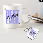 PICRAZEE “Best Brother Ever” Gift for Brother on Birthday | Raksha Bandhan (1 pcCeramic Coffee Mugwith Wooden Key Ring) (Best Brother Ever)