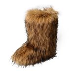 ZOSCGJMY Women's Artificial Fur Winter Boots Winter Boots Long Boots Warm Lined Snow Boots, brown, 10 UK