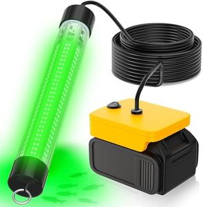 LED Underwater Fishing Light Compatible with for DeWalt 20V Battery(Battery Not Included), 6000 Lumens, IP68 Waterproof Submersible Green Fish Attractor Light for Night/Ice/Boat Fishing
