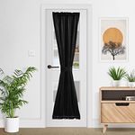 NICETOWN Black Door Curtains for Kitchen, Thermal Insulated Velvet Window Covering for Bathroom Door Rod Pocket Soundproof Door Shade for Patio/Sliding Glass Door, 26" Wide x 72" Long, 1 Panel