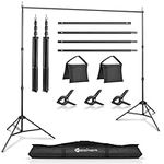 Yesker Photo Video Studio Backdrop Stand, 6.5 x 10ft (HxW) Adjustable Background Support System Kit with 3 Clamps Carry Bag Heavy Duty Stand for Photography Studio Parties Wedding Portrait Shooting