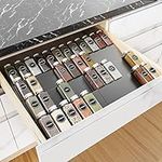 Wizsofer Expandable Spice Drawer Organizer for 11.5" to 23" Kitchen Cabinets Drawer, Adjustable 4 Tier Spice Rack Tray Insert, Food Seasoning Jars Storage, Aluminum, Black