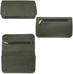 Global Outlet Ltd Genuine Black Leather 4x7x1 Inch Rolling Tobacco Pouch For 50g-100g With Stud Fastner Smoking Pouch Case (Olive Green, Cowhide)