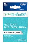 Brother P-Touch Embellish Black Print on Matte White Tape TZEM231S – ~½” Wide x 13.1’ Long for use with P-Touch Embellish Ribbon & Tape Printer, TZE-M231S