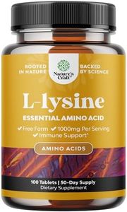 L Lysine 1000mg Free Form - High Strength L-Lysine Supplement for Eye Health Lip Care Collagen Synthesis and Immune Support - Essential Amino Acid Vegan Non-GMO 1000mg per Serving - 100 Tablets