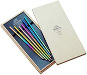 HORIE TSTGC6P Pure Titanium Straw x Muddler, Titanium Strer, Set of 6, Gift Paulownia Box, Made in Japan