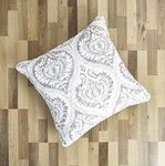 Tache Gray White Damask Ogee Pillow Sham - Speckled Heather Grey Moon Sky Contemporary Victorian Pattern Quilted Euro Sham - 1 Piece - 26x26