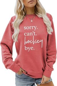 Sorry Can't Hockey Bye Sweatshirt Womens Casual Long Sleeve Crew Neck Pullovers Funny Letter Graphic Loose Fall Tops Red