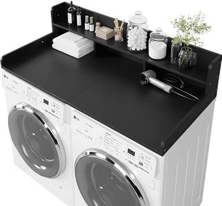 HMAZAE Washer Dryer Countertop with Shelf, 2-Tier Laundry Countertop Over Washer and Dryer, 54" x 27.55" Wooden Table for Folding Clothes for Laundry Room Organization and Storage (Black)