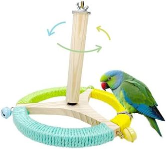 ExcyphrXyf Bird Perch Toy with Bells, Parrot 360°Interactive Rotating Toy,Bird Cage Accessories for Small and Medium Parrots,Parrot Wooden Stand for Conures Parakeets Cockatiels Lovebirds
