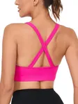 RUNNING GIRL Padded Sports Bras for Women,Crisscross Back Seamless High Support Sports Bra with Removable Pads(2984Pink_XL) Pink