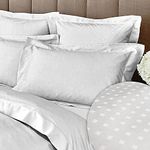 Pizuna Pure Cotton King Size Oxford Pillowcases 2 Pack White Damask Dots 50x90cm, 600 Thread Count Long Staple Combed Cotton Crispy Soft Pillow Cover, Soft Sateen King Pillow Cases (Cotton Pillowcase)