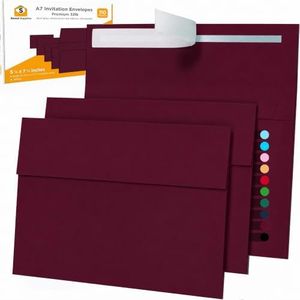 110 5x7 Burgundy Invitation Envelopes - for 5x7 Cards - A7 - (5 ¼ x 7 ¼ inches) - Perfect for Weddings, Graduation, Baby Shower - 120 GSM - Peel, Press & Self Seal - Square Flap