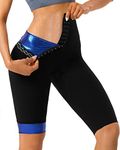 QZSH Sauna Pants Women Sweat Capris Slimming Leggings,Mesh Crotch,High Waist Workout Body Shaper Suits(TBH70031-01-L)