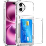 for iPhone 16 Plus Case with Card Holder (Store 4 Cards) Clear Wallet Case Anti-Yellow Anti-Scratch Heavy Duty Protective Shockproof Hidden Card Slot Phone Cover Case for iPhone 16 Plus,Clear