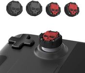 GeekShare Soft Silicone Skull Thumb Grip Caps for Steam Deck Joystick,Anti-Slip Thumbsticks Cover Set Compatible with Steam Deck Only - 2 Pairs/4 PCS (Black & Red)