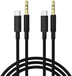 Mizi (2Pack USB C to 3.5mm Audio Aux Jack Cable,3.3FT USB Type C to Male Adapter Dongle Cable Cord Car Headphone Compatible with iPhone 15 Plus/15 Pro Max Samsung Galaxy S24 S23 S22,iPad Pro - Black