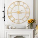 Mee 2ou Wall Clock - 40CM Non Ticking Metal Wall Clock Roman Numerals Vintage Nearly Silent Wall Clock Battery Operated Decorative Wall Clocks For Living Room, Bedroom, Kitchen Decor