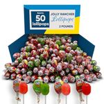 Jolly Ranchr Lollipops 2 Pounds Approx 50 Lollipops, Assorted Flavors Cherry, Apple, Watermelon & Pink Lemonade, Hard Candy Individually Wrapped, Bulk Candy for Parties - Lollipop Candy Flavor Candy Party