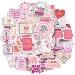 60Pcs Pink Stickers, Self-Adhesive Aesthetic Stickers Waterproof Cute Stickers Vinyl Reading Stickers for Water Bottle, Scrapbook, Notebook, Laptop, Book, Computer(Style 2)