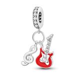 NARMO 925 Sterling Silver Charms for Women Guitar Dangle Charm for Pandora Bracelet Original Beads