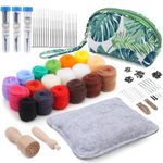 IMZAY Needle Felting Kit, Wool Roving 18 Colors Set, Needle Felting Tools with Exquisite Green Storage Bag, Wool Felt Tools for Felted Animal Needle Felting Supplies