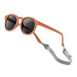 ZIKKU Baby Flexible Sunglasses – Unbreakable & Ultra-Light Kids Sunglasses with UV400 Protection, Adjustable Strap, Soft TPEE Frame, BPA-Free & Safe for Infants & Toddlers (Brown)