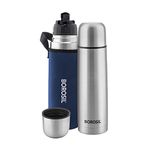 Borosil Hydra Thermo 500 ml Stainless Steel Water Bottle | Double Wall Vacuum Insulated Flask | 24 Hours Hot and Cold | Bottle for Office, Gym, School, Blue