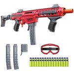 DART ZONE Pro-Series MK-1.2 Dart Blaster, 90-Degree Shoulder Stock Toy Foam Blaster, 30 Half-Length Darts, Toy Dart Blaster for Teens and Adults, 14yrs and Older , Red