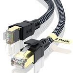 CABNEER Cat 8 Ethernet Cable 1.5M 2Pack, High-Speed Gigabit Braided RJ45 LAN Patch Cord, 40Gbps 2000Mhz S/FTP, Lan Network Cable Compatible for Modem, Router, Faster than Cat7