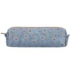 Firclfuy Pencil Case School Stationery Box for Girls Students Office Storage Pouch Makeup Bag for Women Zipper Organizer Small Pen Pouch Little Daisy Embroidered Pencil Bag Cosmetic Bag (Blue)