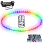 UltraHoop Remote LED Hoop Fully Rechargeable and Collapsible - Smart Auto Color Changing and Strobing LED Lights - Light Up Hoola Hoops HDPE (34" x 3/4" OD (Beginner - Intermediate))