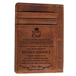 Engraved Pocket Wallet To My Son Dad Husband, Personalized Gift Slim Cards Case Money Clips (Chocolate-To My Dad From Son)