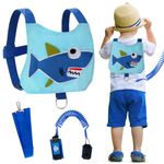 Lehoo Castle Toddler Leash for Walking, 4 in 1 Safety Baby Leash + Anti Lost Wrist Link, Child Harness Leash for Kids Boys Girls 1-4 Years Old (Shark)
